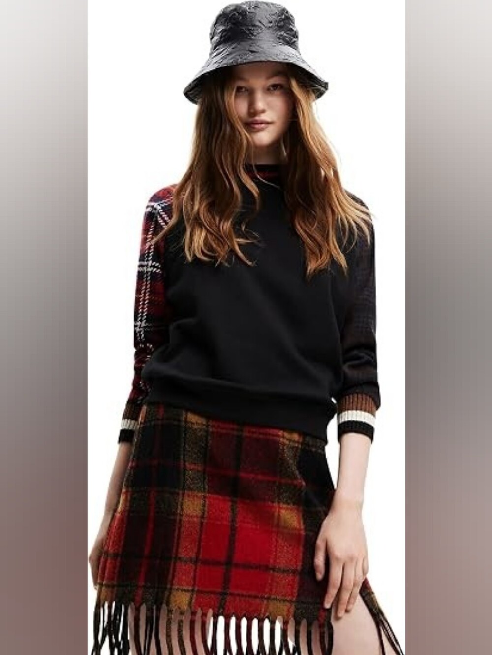 Desigual Mix Plaid Sweatshirt